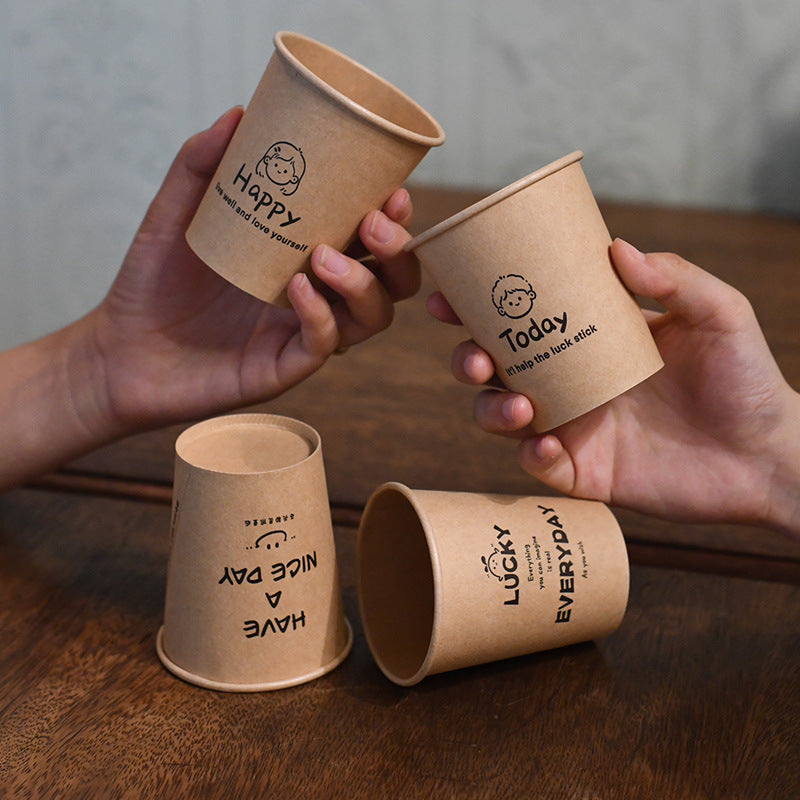 Ins Style Simple Disposable Paper Cup 250ml Large Capacity Household Thickened Tea Cup Wholesale Coffee Cup