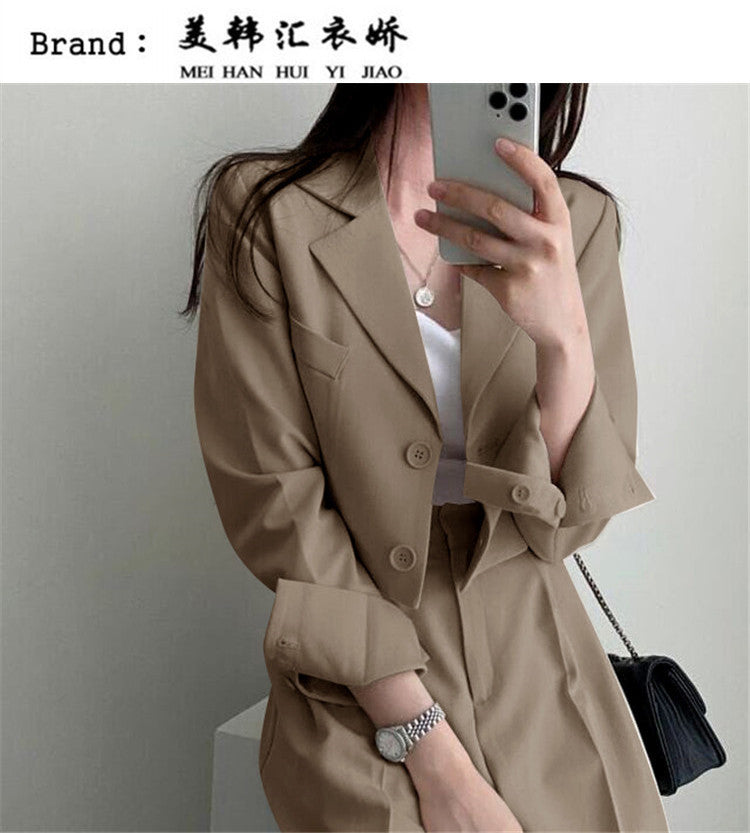 Autumn 2022 New khaki Small Suit Jacket Women's High Sense Small Temperament Commuter Suit suit