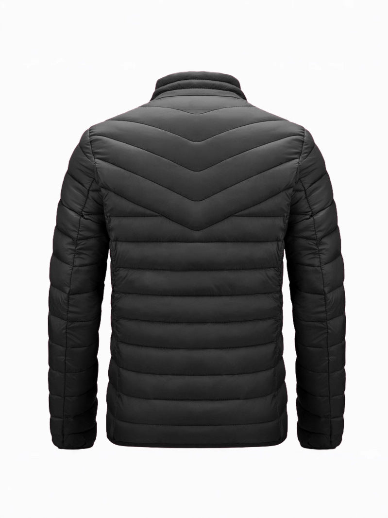 Cross-Border Cotton Coat Men's New Stand-Up Collar Cotton Jacket Simple Men's Clothing Imitation down Casual Jacket Amazon Cotton Coat