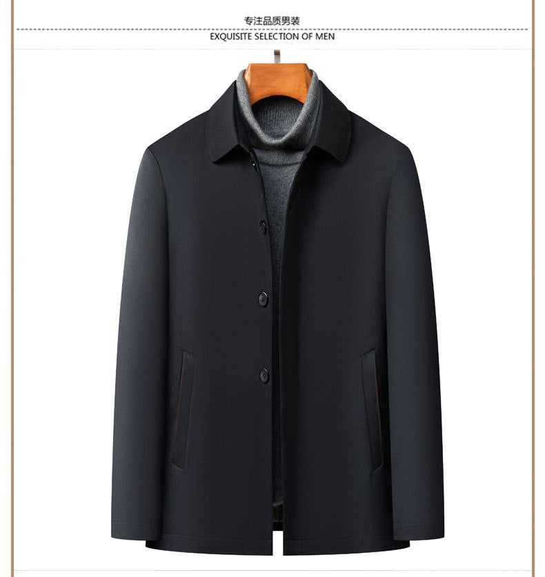 2024 New Middle-aged Men's Cotton-padded Jacket Thick Warm Cotton-padded Jacket Brand Business Lapel Down Cotton-padded Jacket for Men