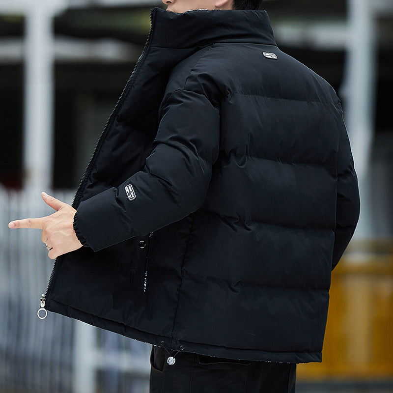 New cotton-padded coat men's winter fleece-lined thickened cotton-padded coat fashion brand Youth cotton-padded jacket Baita bread coat