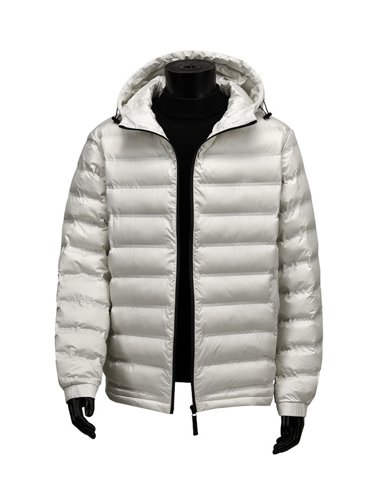 Cross-Border Wholesale 2025 Winter New Cotton-Padded Men's Short Hooded Jacket Trendy Brand Sports Warm Top Men's Clothing