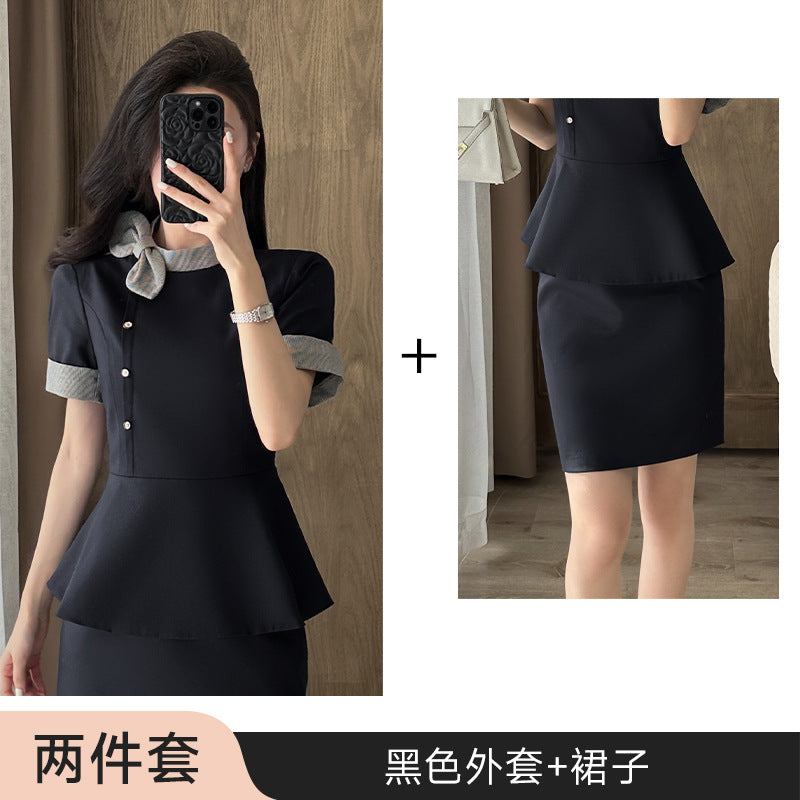 Stewardess Professional Wear Female Summer Fashion Ol Suit Beautician Workwear Sales Department Front Desk Customer Service Reception Workwear