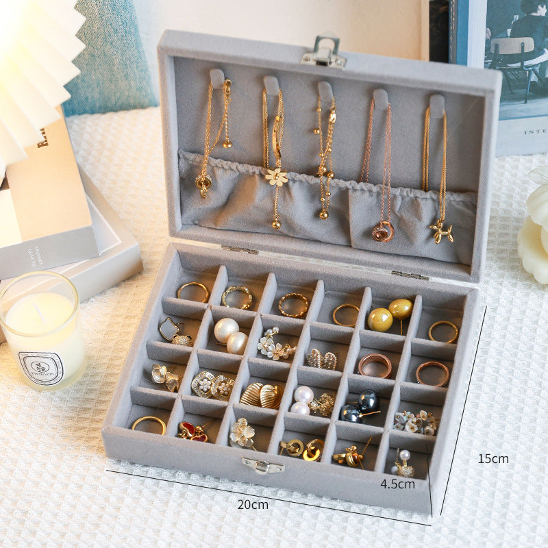 Flannel Jewelry Storage Box Dustproof High-grade Large Capacity Jewelry Box Earrings Bracelet Necklace Storage Display Jewelry Box