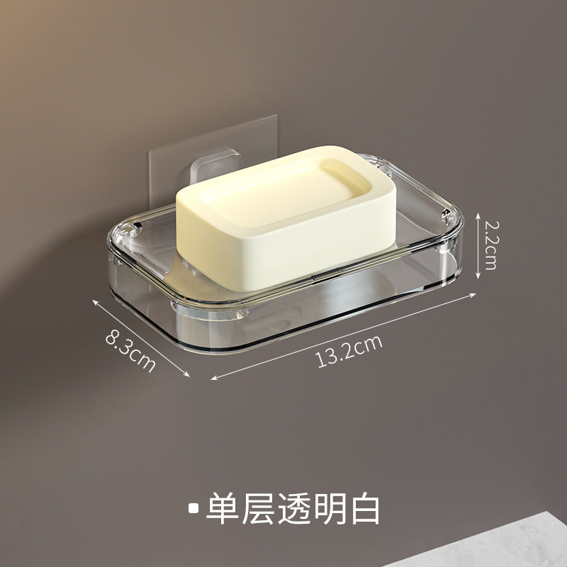 Light Luxury Soap Box Suction Cup Wall-mounted Non-perforated Draining Toilet Drainage Soap Box Rack Household Bathroom