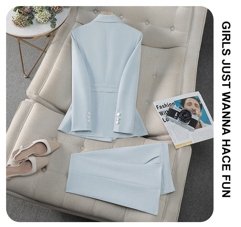 Cross-Border Professional Suit Set for Women, New Spring and Autumn Korean Style Casual Professional Attire, High-End Waist-Cinching Blazer Jacket