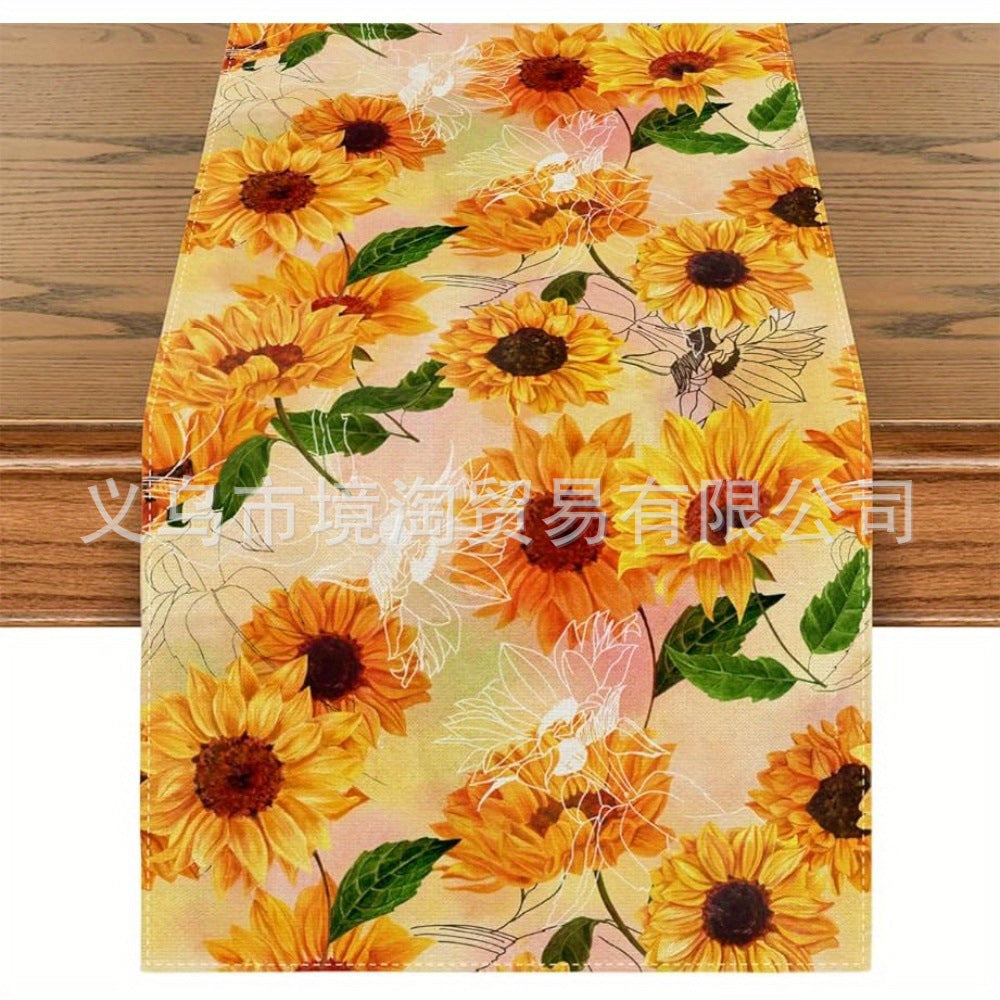 Linen Table Runner Pastoral Flower Lemon Summer Home Dining Table Outdoor Decoration Printed Tablecloth Table Runner