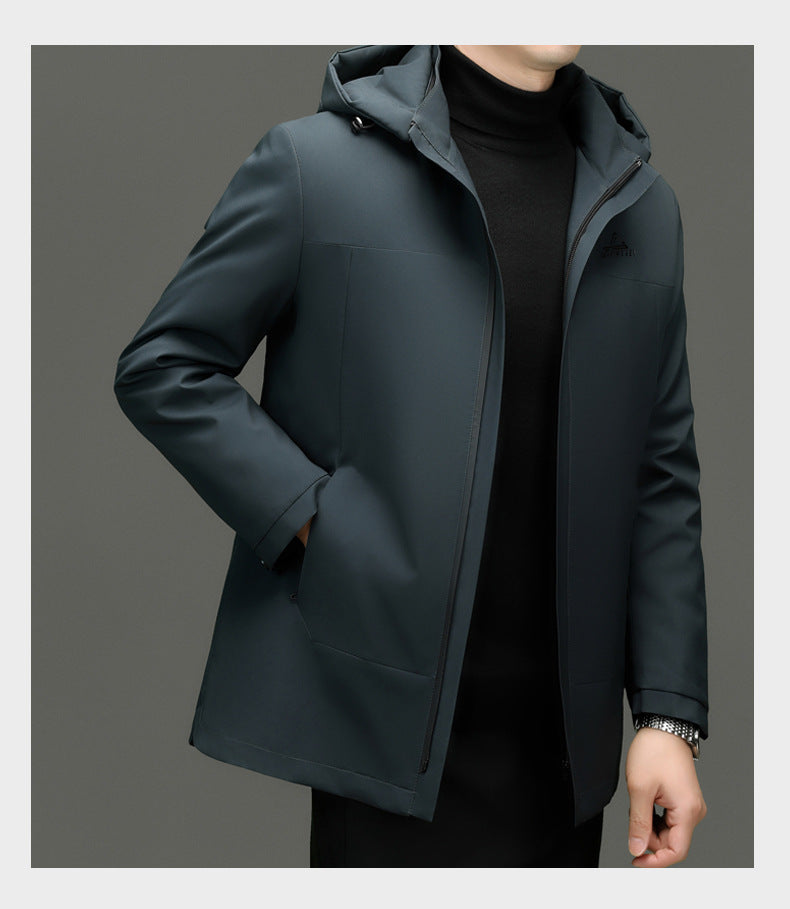 2024 Winter fleece-lined Thickened Cotton Coat Men's Middle-aged and Elderly Dad Hat with Removable Inner Liner Warm Cotton Coat