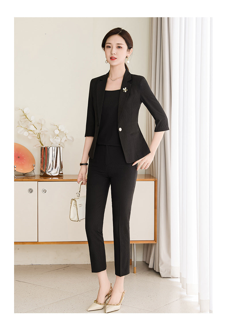 Pink Petite Suit for Women, Summer Thin High-End Short Professional Wear, Fashionable Elegant Casual Formal Wear