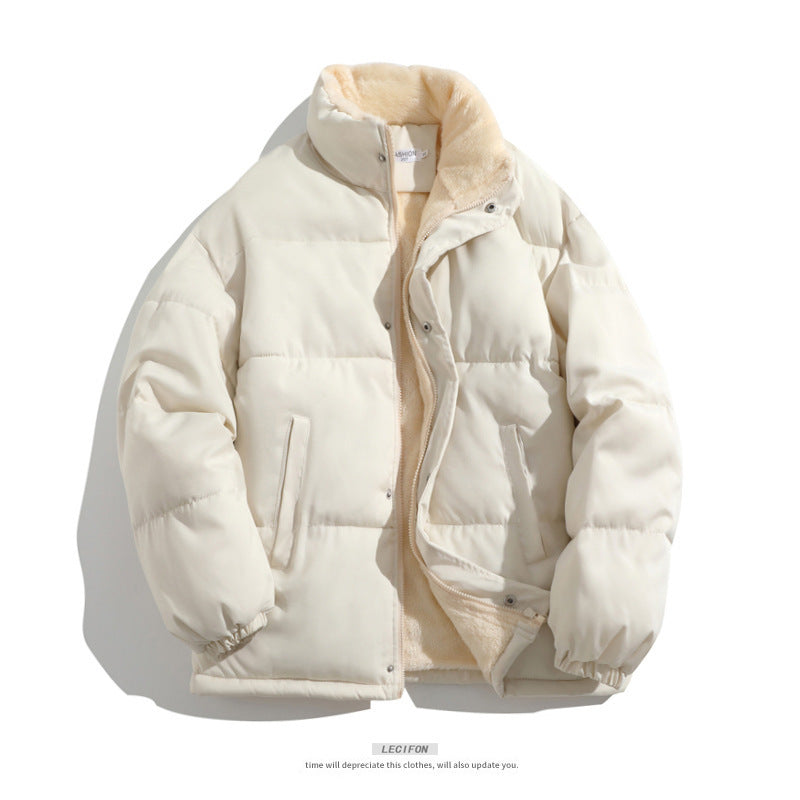 Cross-border Winter New Men's Loose Collar fleece-lined Cotton-padded Clothes Korean Style Youth Fashion Trendy Casual Cotton-padded Jacket