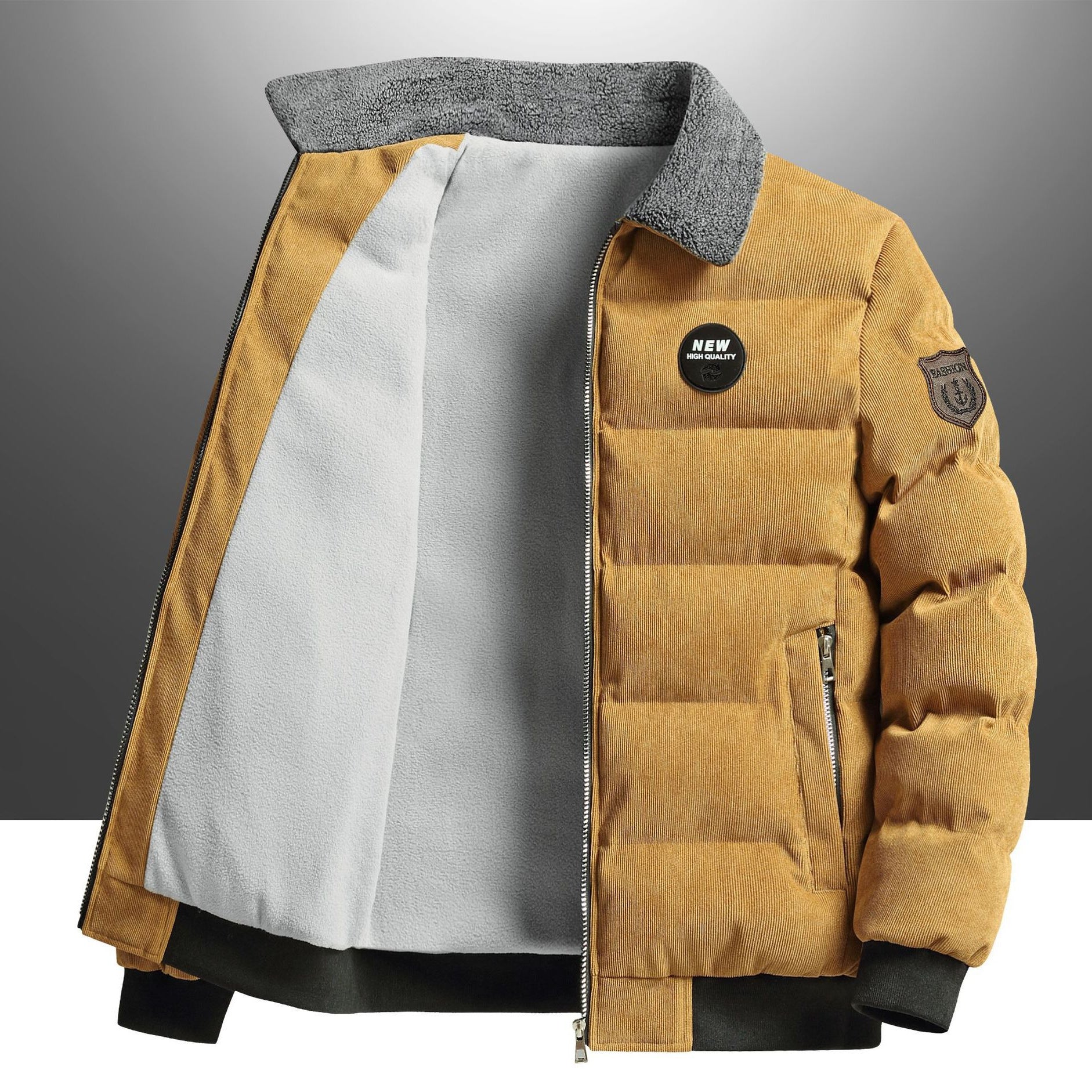 Foreign trade Winter fleece-lined thickened lapel corduroy jacket Men's Youth wear warm jacket urban jacket