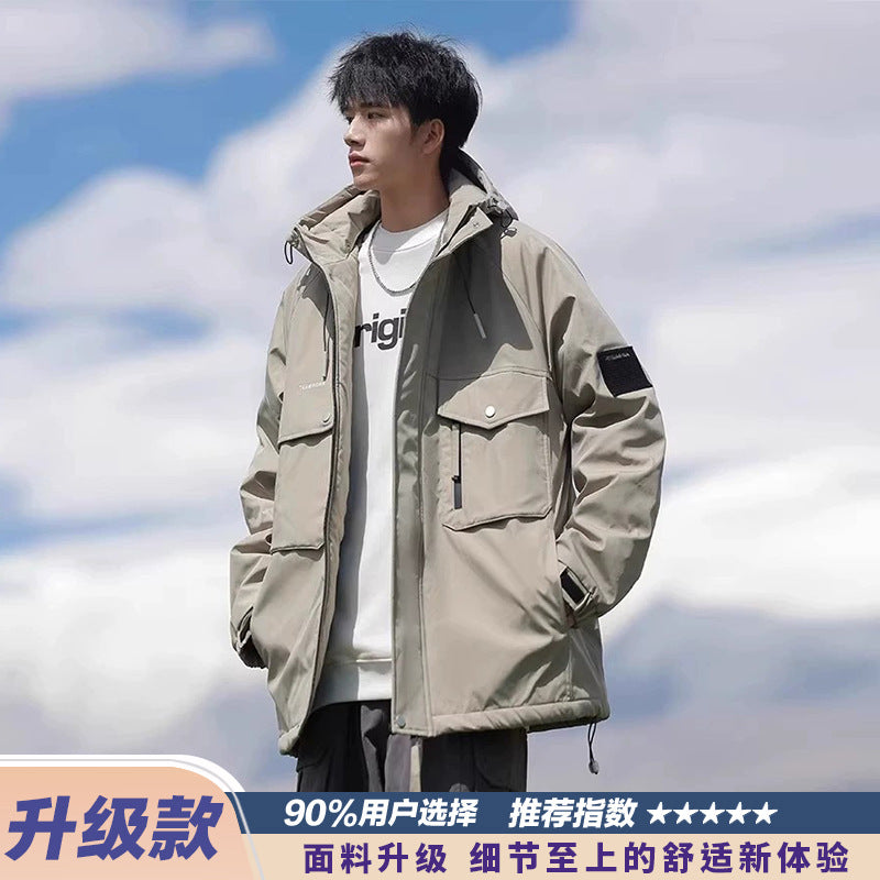 Woodpecker Assault down Cotton Jacket Men's Winter Thickeneded Warm Work Jacket Cotton Jacket New Hooded Winter Jacket