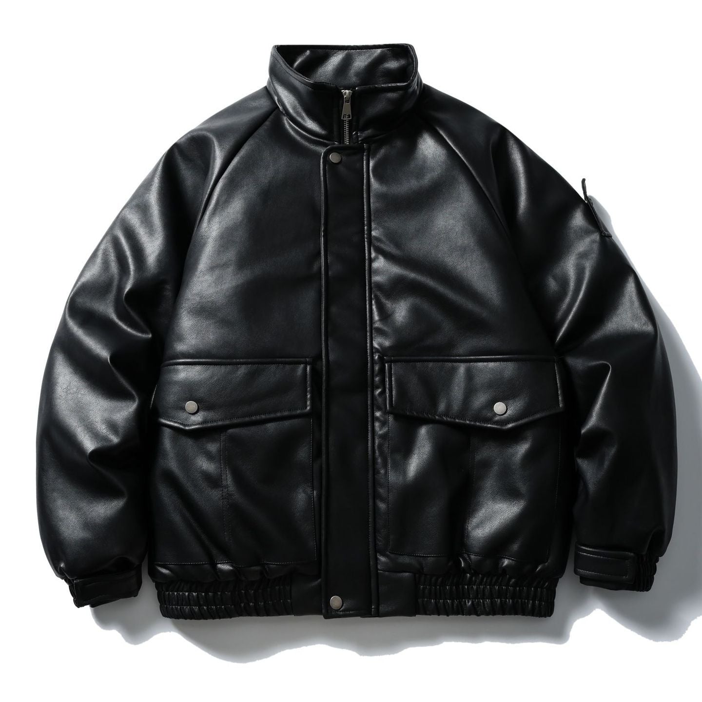 Mr. Song's Cross-Border Trendy American Retro Pu Leather Motorcycle Jacket for Men and Women, Thick Cotton Coat with Large Pockets