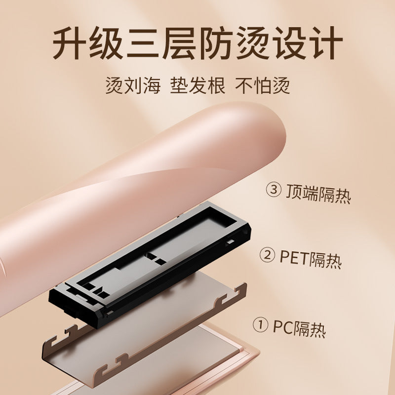 Cross-border New Small Electric Splint Straight Hair Curling Rod Dual-purpose Wireless Small Splint without Hanging Hair Water Ripple Bangs