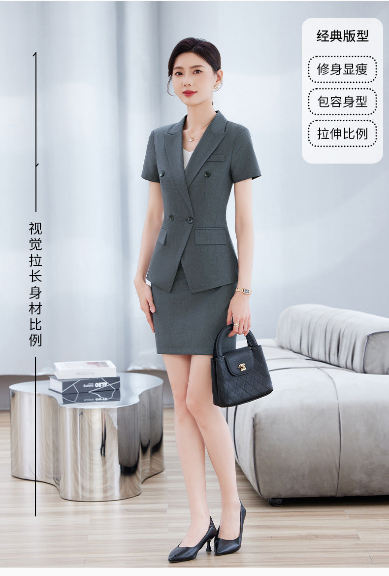 High-End Short-Sleeved Suit for Women 2025 Summer New Style Professional Wear Hotel Manager Bank Work Clothes