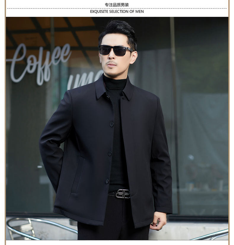 2024 Winter Coat Thickened Cotton-padded Jacket Men's High-grade Mulberry Silk Cotton-padded Jacket for Middle-aged and Elderly Dads Business Casual Jacket
