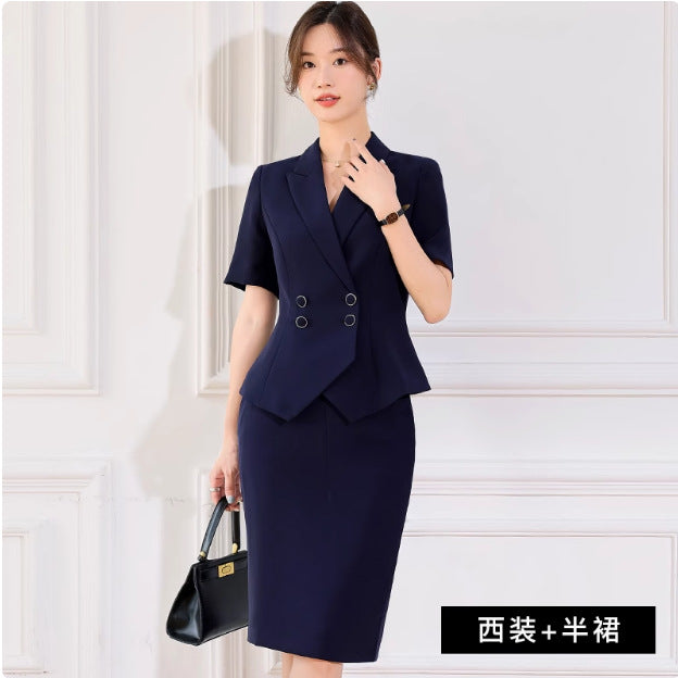 Aishangchen Sales Department Temperament Suit 2025 New Work Clothes Professional Business Short-Sleeved Suit Professional Wear