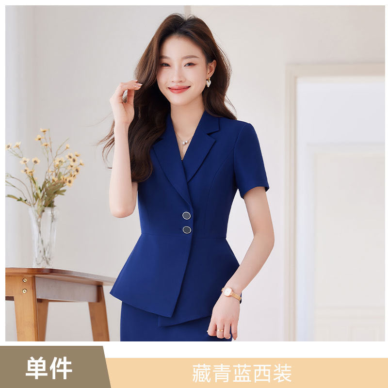 Short-Sleeved Suit Women's Summer 2025 New Classy Formal Hotel Jewelry Front Desk Professional Elegant Work Clothes