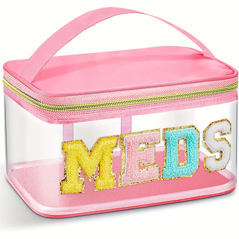 Amazon embroidery storage bag cross-border PVC transparent letters cosmetic bag travel wash bag large capacity cosmetic bag