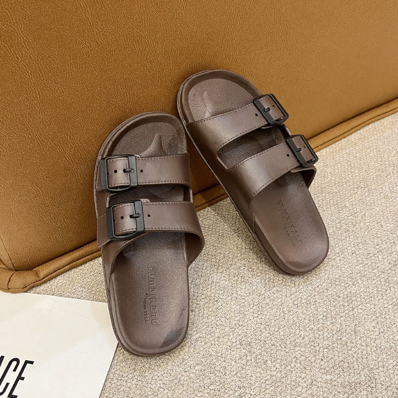 Summer Slippers for Men and Women Wear Soft Bottom Non-slip One-word Trash Popular Fashion All-match Beach Men's Slippers