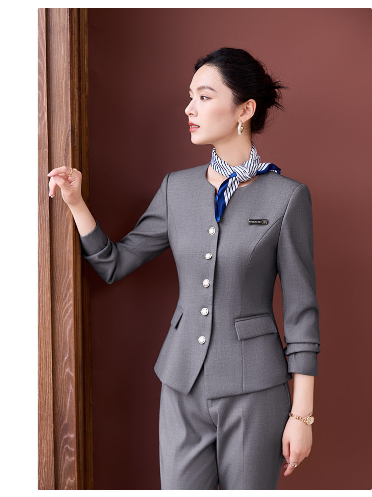 Professional Suit Suit Women's Autumn and Winter New Hotel Front Desk Jewelry Store Workwear Beauty Salon Front Desk Manager Workwear