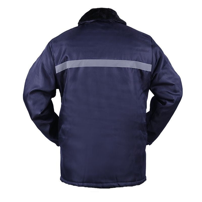 Winter Cotton-Padded Jacket for Men, Fleece-Lined and Thickened for Cold Protection, Thermal Insulation, Reflective Strips, Cotton Coat Set, Labor Protection, Cold Storage, Construction Site, Welding Cotton-Padded Jacket