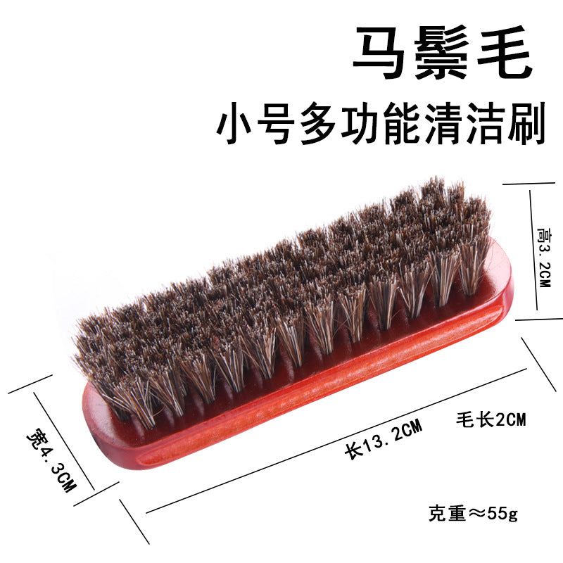 Cross-Border Shoe Brush Set, Cleaning Brush, Solid Wood Horsehair Shoe Brush, Car Seat Cleaning Brush, Soft Bristle, Amazon Bestseller