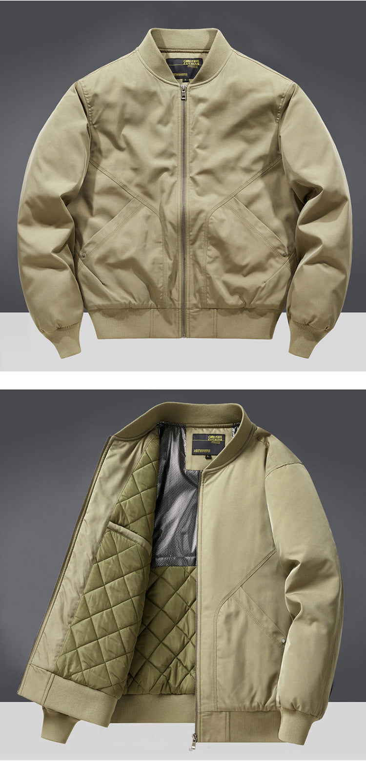 Autumn and Winter New Quilted Jacket Men's Casual Retro Versatile Baseball Uniform American Workwear Thickeneded Warm Cotton Jacket