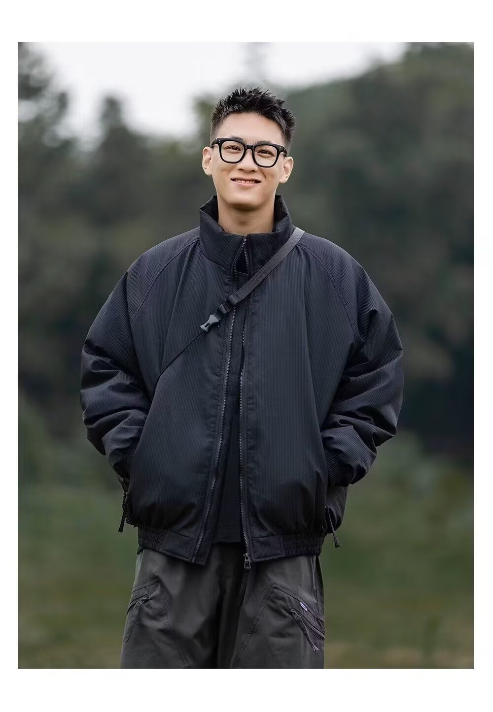 Japanese Vintage Tooling Trend Men's and Women's Loose Vertical Collar Short Cotton-padded Coat Winter Men's American Army Green Cotton Coat Jacket