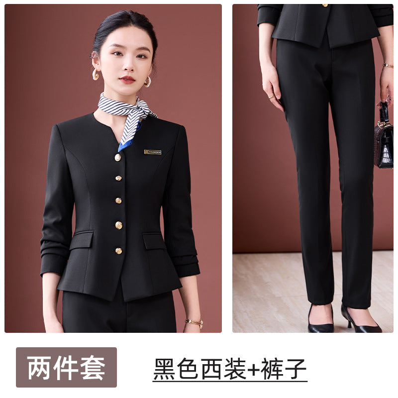 Professional Suit Suit Women's Autumn and Winter New Hotel Front Desk Jewelry Store Workwear Beauty Salon Front Desk Manager Workwear