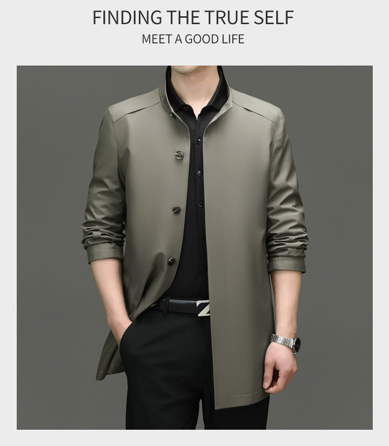 Is the brand of middle-aged and elderly men's windbreaker coat 2024 new winter stand collar long business dad cotton-padded jacket