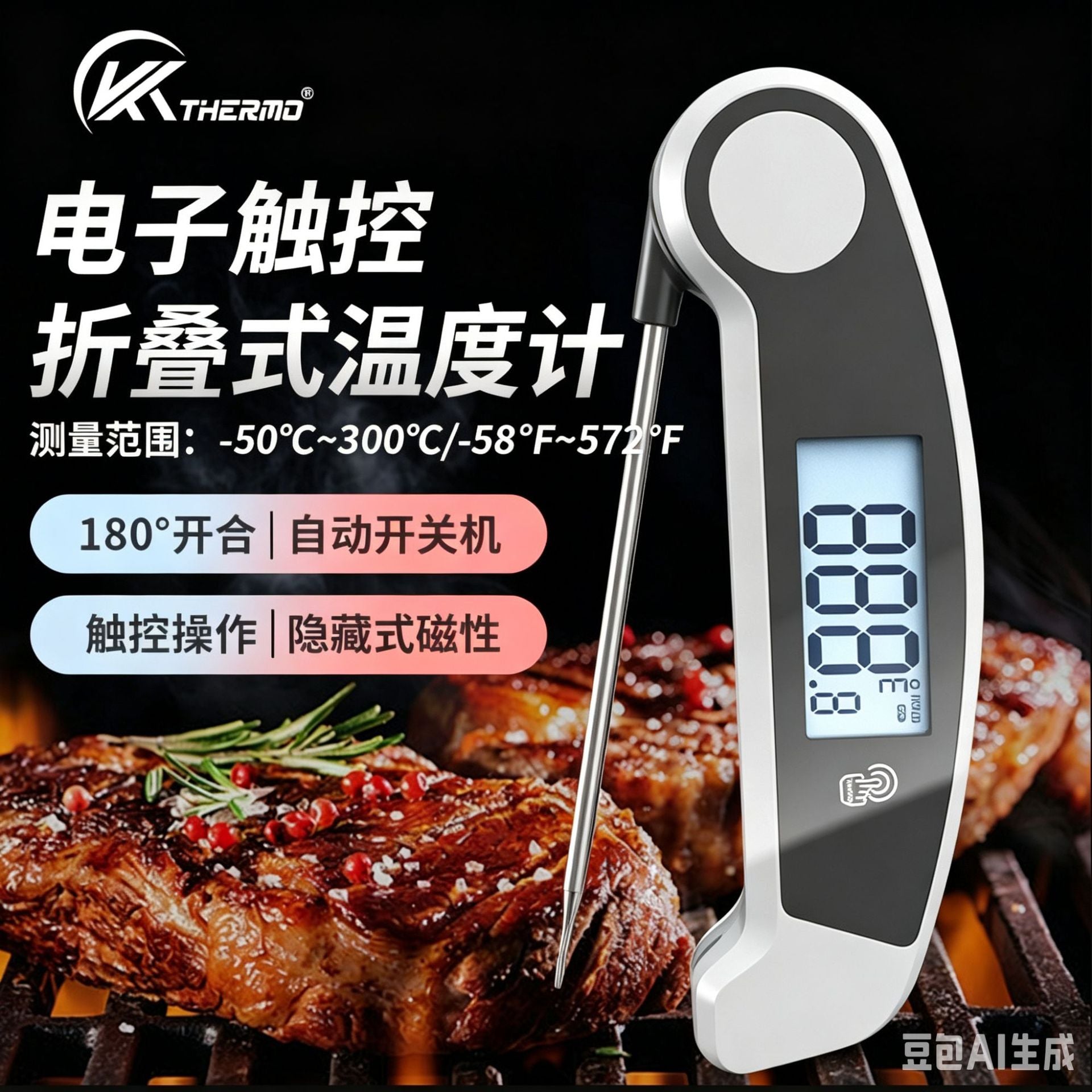 New Intelligent Barbecue Electronic Thermometer Kitchen Household Baking Food Thermometer Folding Barbecue Thermometer