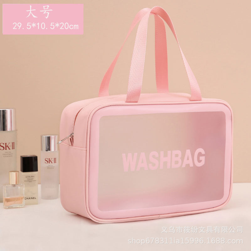Korean Satchel Cosmetic Bag Pvc Dry and Wet Separation Toiletry Bag Satchel Waterproof Bath and Swimming Frosted Storage Bag
