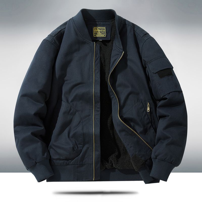 New Men's Fleece-Lined Popular Jacket, Winter Cross-Border Thickened Warm Cotton Coat, Pure Cotton Baseball Uniform Work Jacket