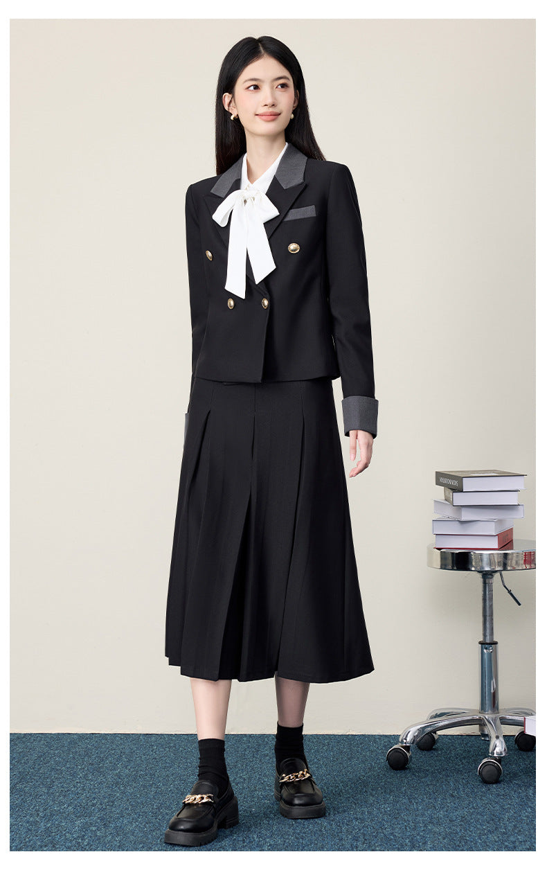Gray Suit Jacket Female Preppy Style College Student Interview Professional Formal Wear Petite Girl Suit Suit Skirt Autumn