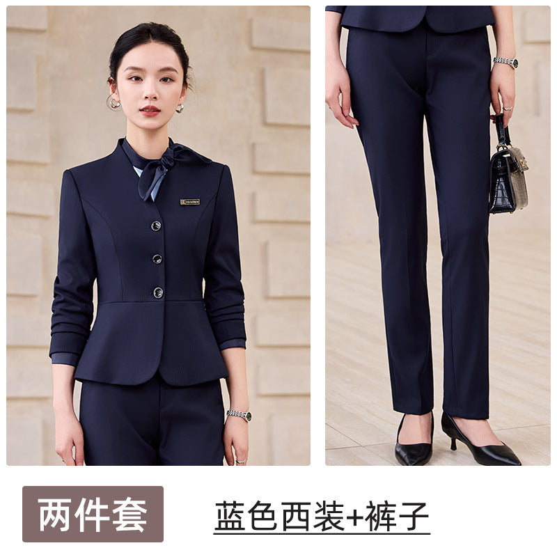 Gray Suit Suit for Women 2025 New Spring & Fall High-End Business Attire Formal Hotel Front Desk Manager Work Clothes