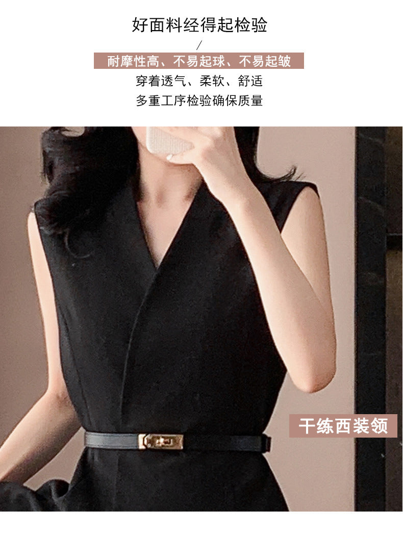 Fashion Casual suit 2025 New High-end Temperament Slimming Waist Sleeveless Jacket Straight Pants Two-piece Set