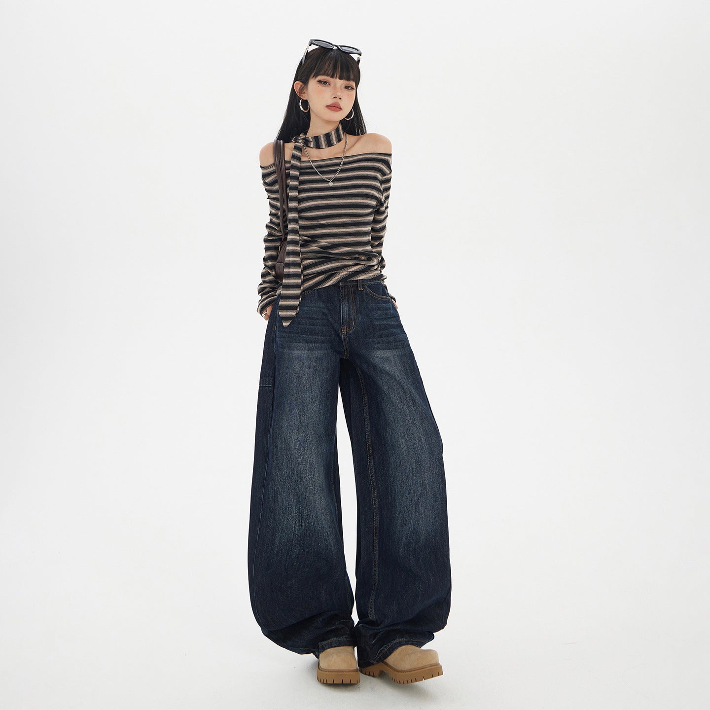 Yc & American Retro Loose Wide-Leg Pants Autumn and Winter Versatile Scimitar Pants Drapey Sickle Jeans Women's New Style