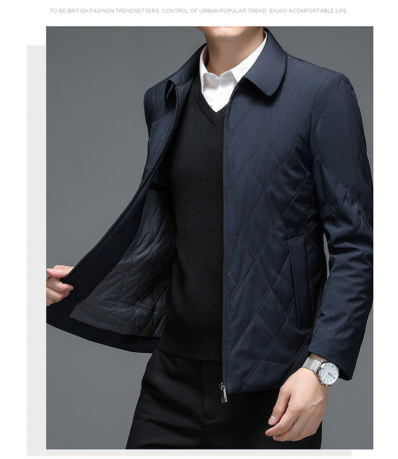 Middle-Aged Men's Jacket 2025 Winter New Style Lapel Middle-Aged Dad's Cotton-Padded Jacket Business Casual Men's Jacket Dropshipping