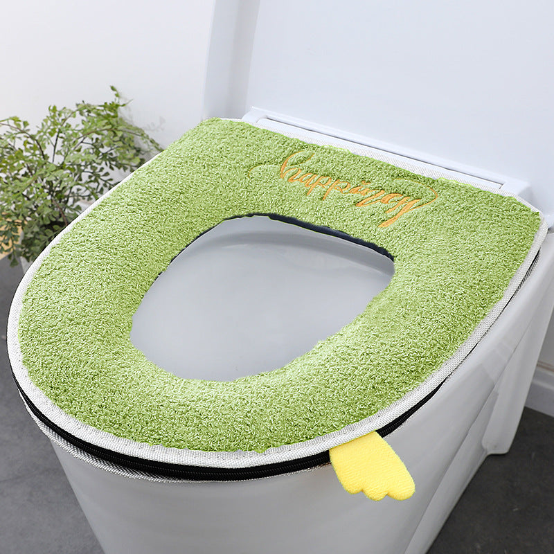 Household toilet cover portable zipper toilet seat cushion winter plush toilet seat cover waterproof thickened toilet mat