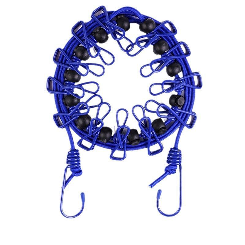Creative Outdoor Elastic Windproof Clothesline with Positioning Buckle Korean Style Clothesline with Windproof Clip 12 Clips