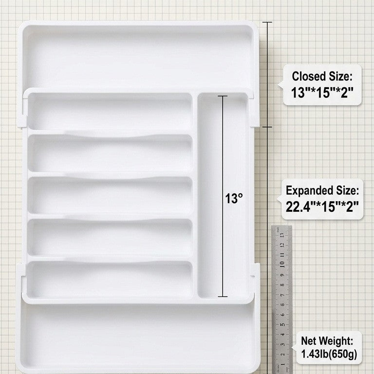 TEMU's new cross-border storage box for cutlery, kitchen organizer, expandable tray, tableware storage box for home use on Amazon