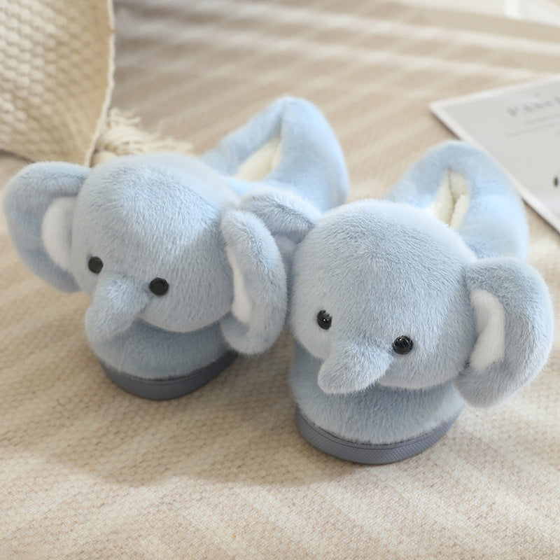 Stuffed Warm Indoor Home Soft-Soled Confinement Cotton Shoes New Creative Stereo Elephant Winter Baotou Cotton Slippers for Women