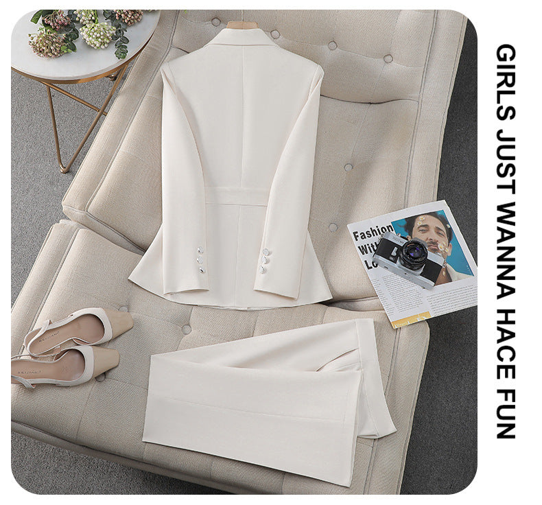 Cross-Border Professional Suit Set for Women, New Spring and Autumn Korean Style Casual Professional Attire, High-End Waist-Cinching Blazer Jacket