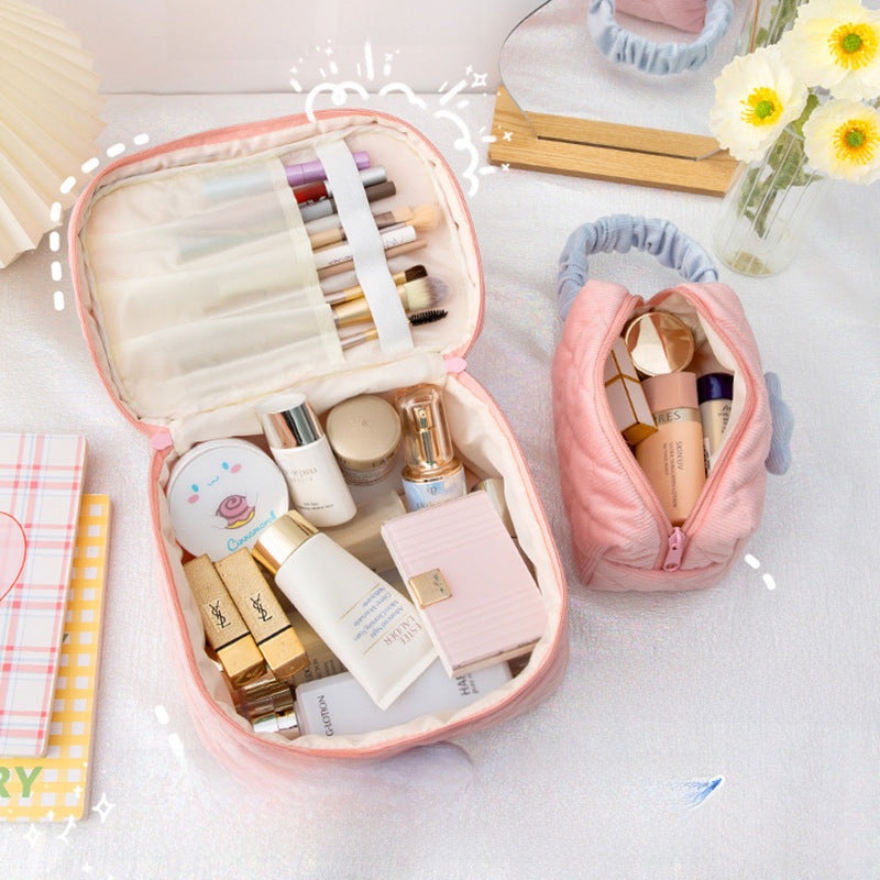 Ins Corduroy Cosmetic Bag Portable Large Capacity Cosmetics Bag Cute Cosmetics Cosmetics Bag Sub-Packaging Multi-Function