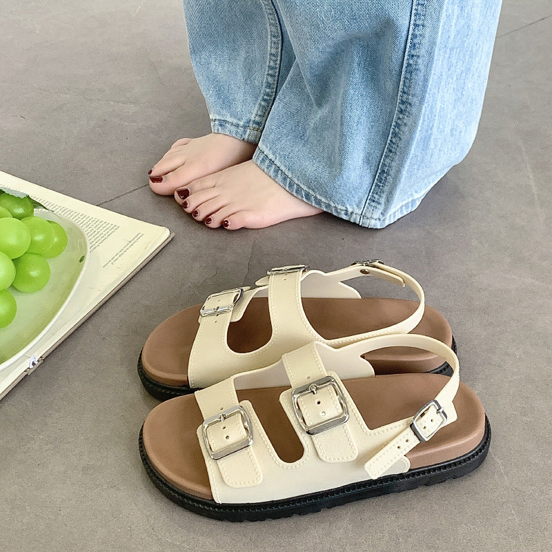 Slippers Women's Summer Rome Flat Beach Sandals Cross-border E-commerce Foreign Trade Rear Strap Fashionable Outwear All-match Sandals and Slippers