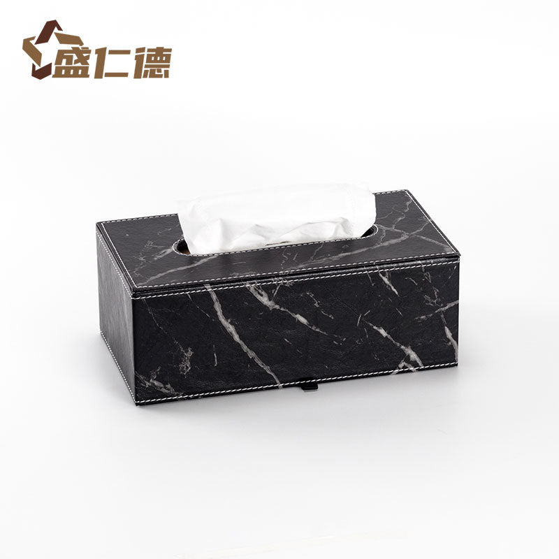 Leather Rectangular Creative Hotel Tissue Box European-style Car Tissue Box Leather Living Room Tissue Box Household Paper