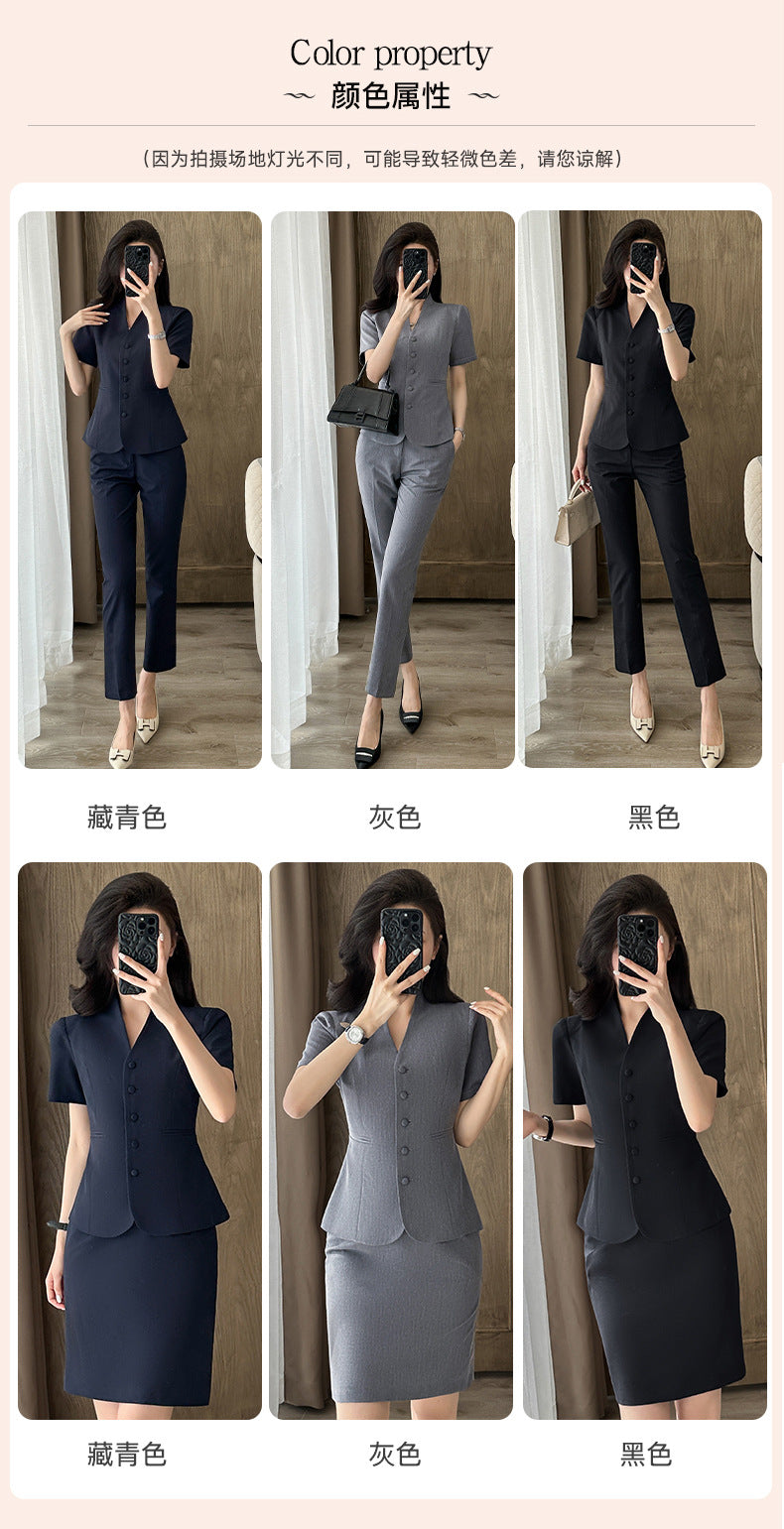 Short-Sleeved Suit Women's Summer Thin Business Attire Jewelry Store Gold Store Sales Workwear Hotel Front Desk Workwear