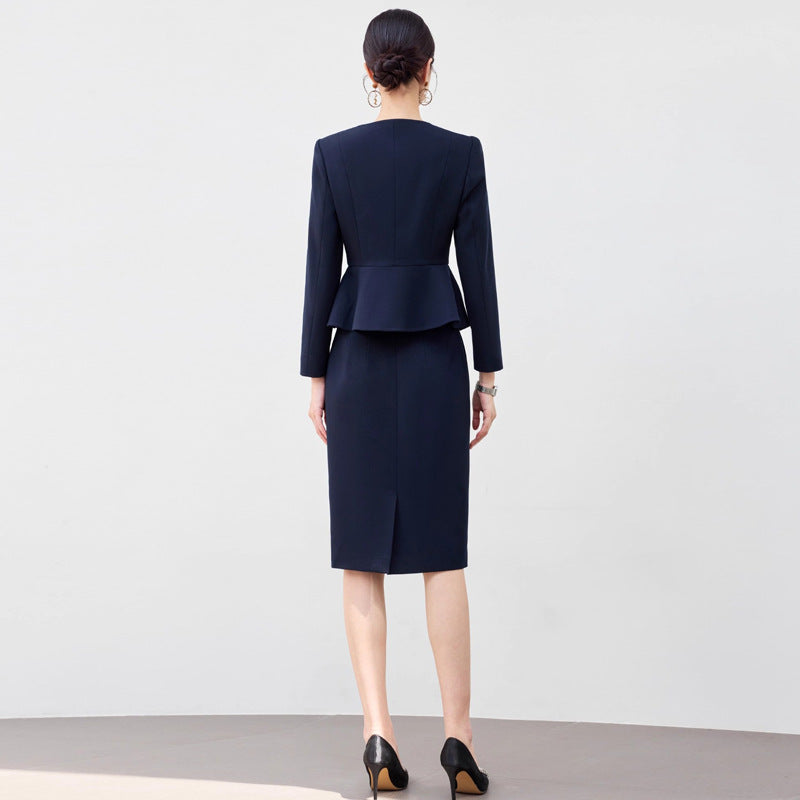 Aishangchen's High-End Navy Blue Suit Is Elegant and Versatile, Hotel Manager's Front Desk Formal Occasion Professional Wear
