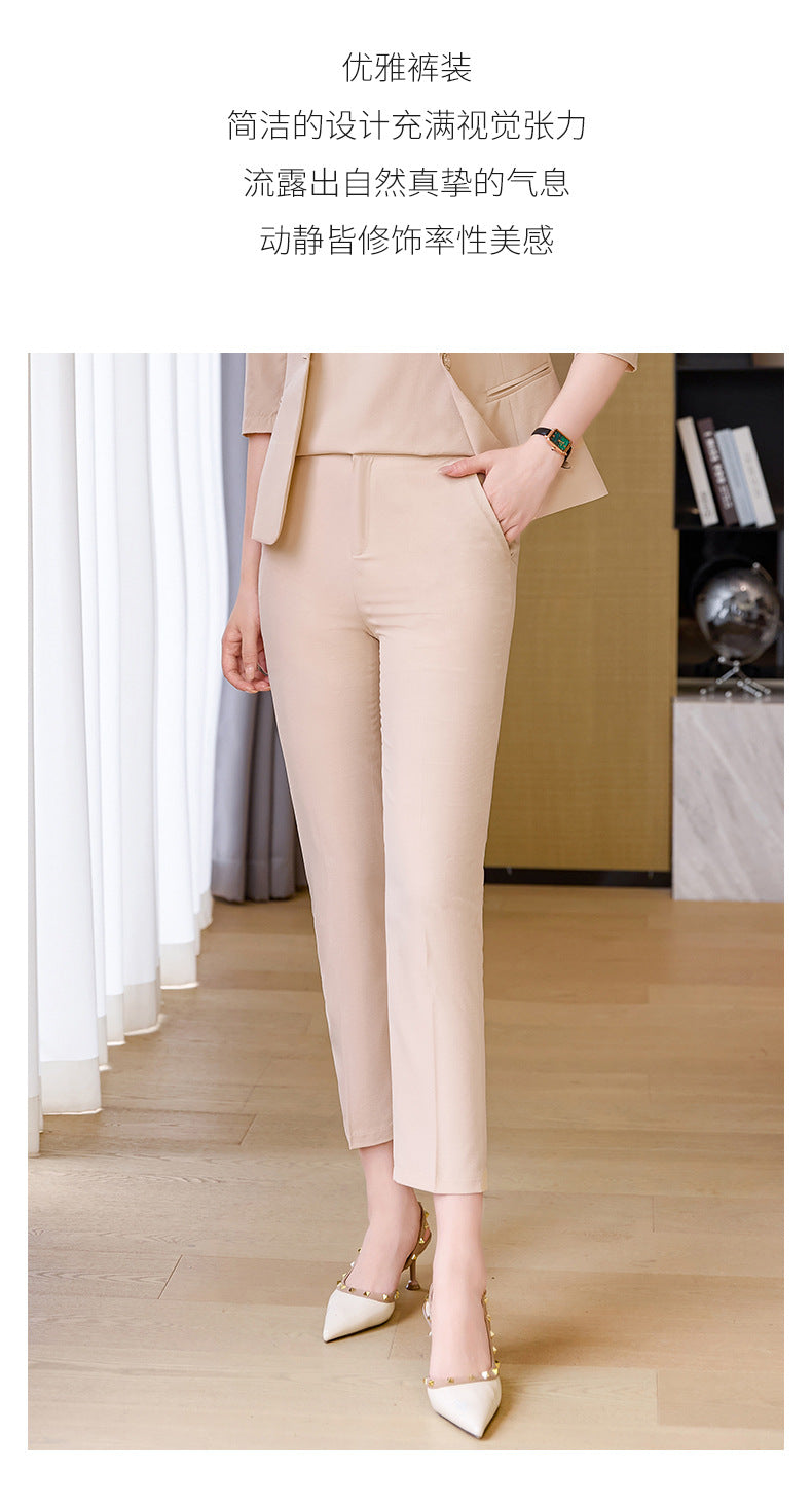Pink Petite Suit for Women, Summer Thin High-End Short Professional Wear, Fashionable Elegant Casual Formal Wear